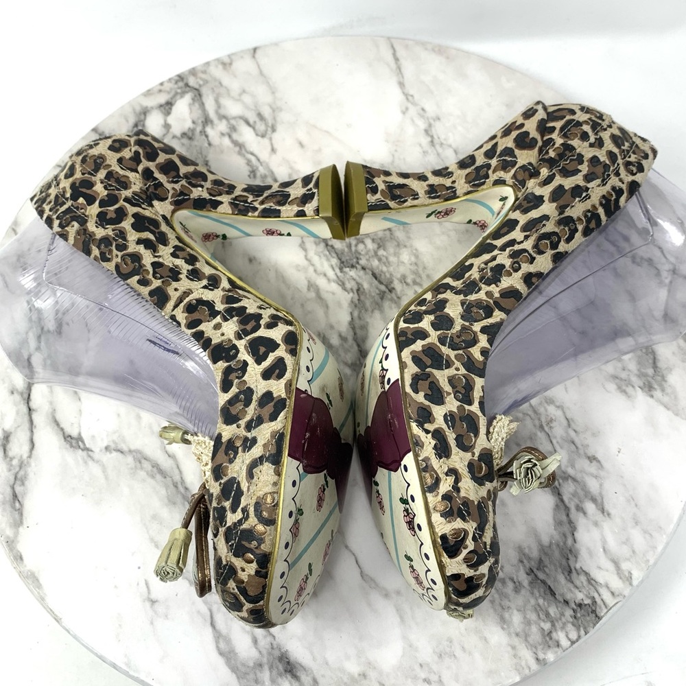 Irregular Choice Edna Leopard Tassel Bow Lace Rococo Pumps 10 Coquette Girl - Picture 7 of 14